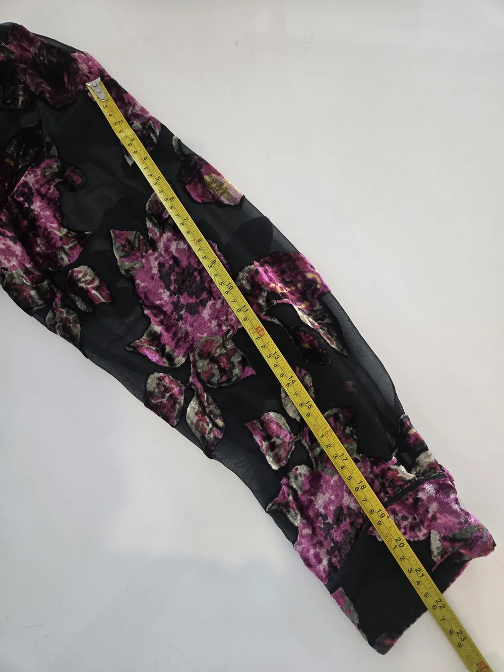 Nasty Gal Black Sheer Tunic with Magenta Floral Burnout Size 8 Oversize